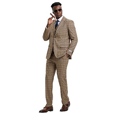 Stacy Adams 3-Piece Classic Textured Glen Check Vested Suit Set