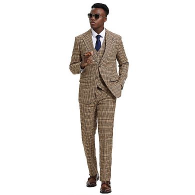 Stacy Adams 3-Piece Classic Textured Glen Check Vested Suit Set