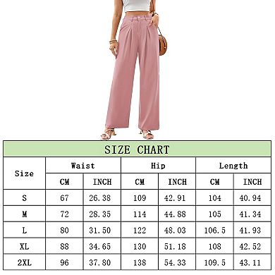Women's Wide Leg Dressy Pants High Waisted Business Work Trousers with Pockets