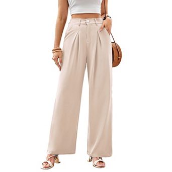 Women's Wide Leg Dressy Pants High Waisted Business Work Trousers with Pockets