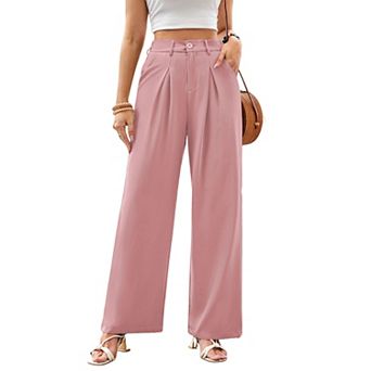 Women's Wide Leg Dressy Pants High Waisted Business Work Trousers with Pockets