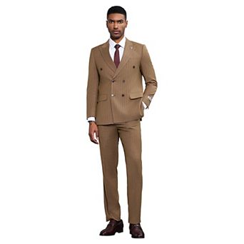 Stacy Adams Double Breasted Pinstriped 2 pc Suit Set