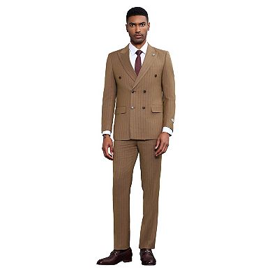 Stacy Adams Double Breasted Pinstriped 2pc Suit Set