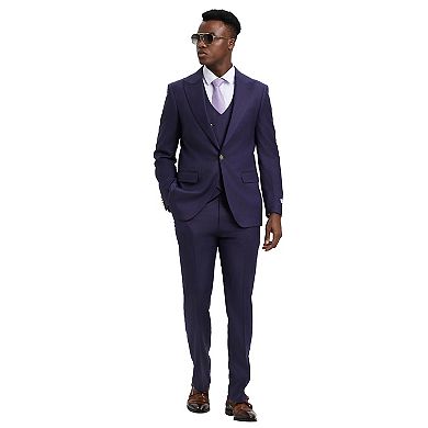 Stacy Adams 3pc Pinstriped Suit Set w/ Double Breasted Vest