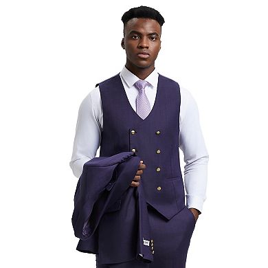 Stacy Adams 3pc Pinstriped Suit Set w/ Double Breasted Vest