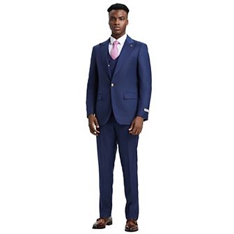 Stacy Adams 3 pc Pinstriped Suit Set w/ Double Breasted Vest