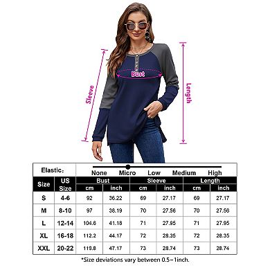 Women’s V Neck Henley Shirts Long Sleeve Waffle Tunic Tops Pullover Sweatshirts with Buttons