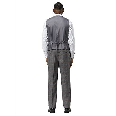 Stacy Adams Windowpane Plaid Vested Suit Set w/ Peak lapel