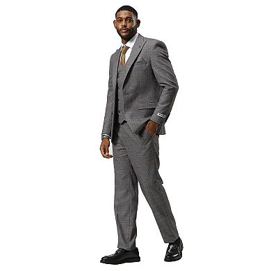 Stacy Adams Windowpane Plaid Vested Suit Set w/ Peak lapel