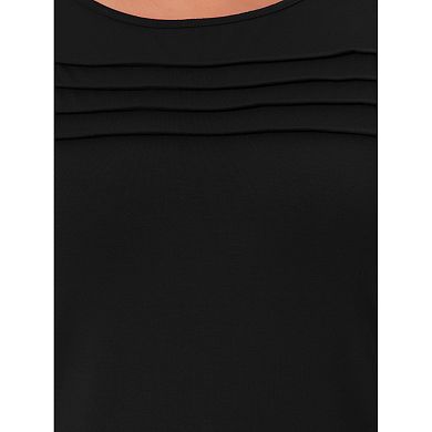 Women's Plus Size Long Sleeve T Shirt Tops Crew Neck Front Tucks Detail Casual Blouse Basic Tee Top
