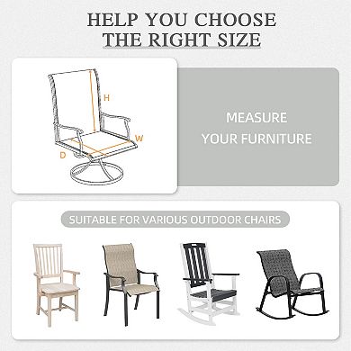 Aoodor Outdoor High Back Dining Chair Cushion with Ties and Zipper, 44"x21"x3.2", Set of 2