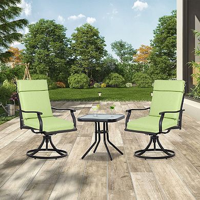 Aoodor Outdoor High Back Dining Chair Cushion with Ties and Zipper, 44"x21"x3.2", Set of 2