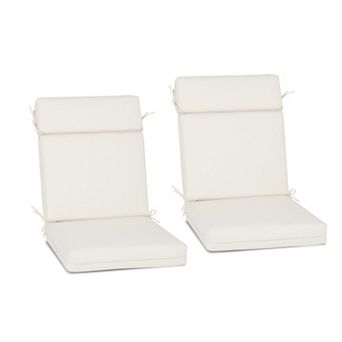 Aoodor Outdoor High Back Dining Chair Cushion with Ties and Zipper, 44"x21"x3.2", Set of 2