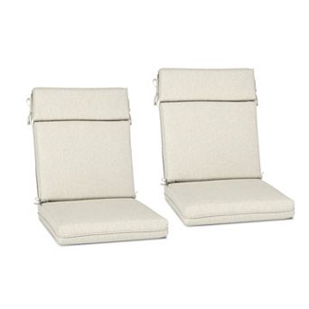 Aoodor Outdoor High Back Dining Chair Cushion with Ties and Zipper, 44"x21"x3.2", Set of 2