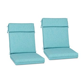 Aoodor Outdoor High Back Dining Chair Cushion with Ties and Zipper, 44"x21"x3.2", Set of 2