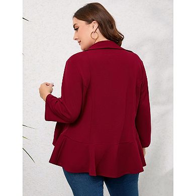 Womens Plus Size Casual Long Sleeve Blazer Open Front Cardigan Work Office Jacket Suit Blazer