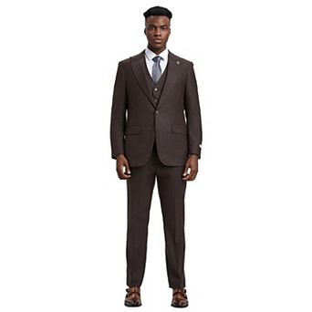 Stacy Adams 3 pc Plaid Suit Set w/ Wide Peak Lapel
