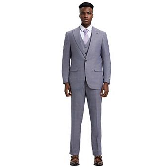 Stacy Adams 3 pc Plaid Suit Set w/ Wide Peak Lapel