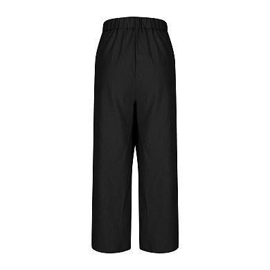 Women's Casual Pants Elastic High Waist Loose Solid Color Wide-leg Pants
