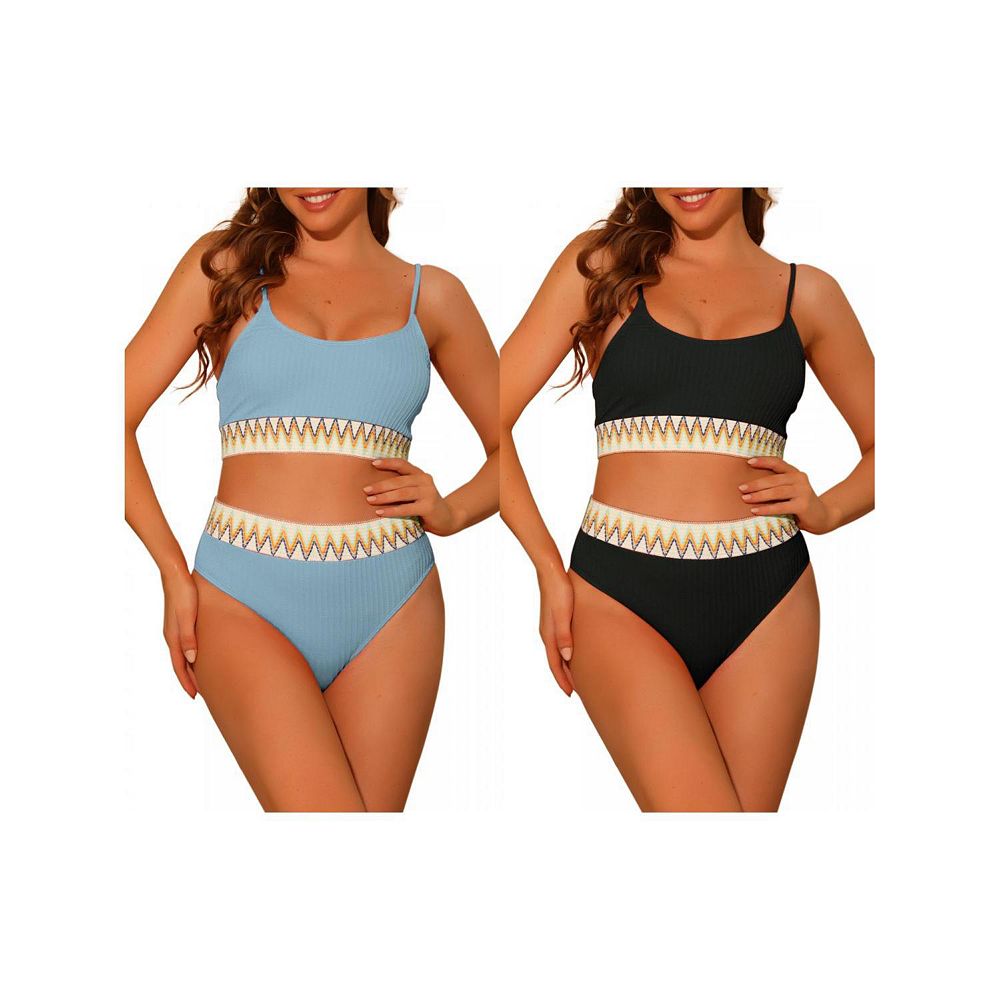Ladies Elegant Spaghetti Ribbed Bikini Set main image 1