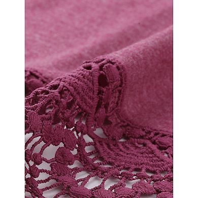 Plus Size Tops for Women Long Sleeve Square Neck Tunic Fall Winter Blouse with Lace Hem