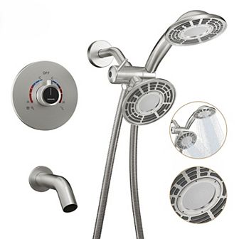 3-Spray Patterns with 1.8 GPM 5 in Wall Mount Rain and Mist Fixed Shower Head