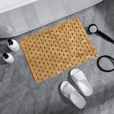 Foldable 100% Bamboo bathmat; non-slip, quick-drying, practical, and decorative for home use