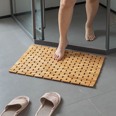 Foldable 100% Bamboo bathmat; non-slip, quick-drying, practical, and decorative for home use