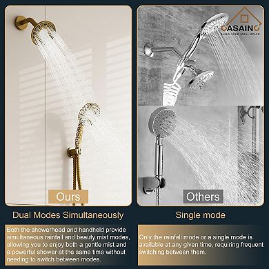 2-Spray 5 in. Dual Shower Head Wall Mounted Fixed and Handheld Shower Head