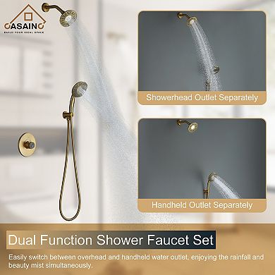 2-Spray 5 in. Dual Shower Head Wall Mounted Fixed and Handheld Shower Head