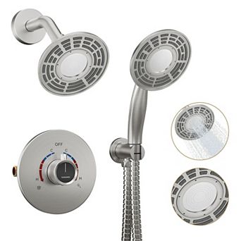 2-Spray 5 in Dual Shower Head Wall Mounted Fixed and Handheld Shower Head