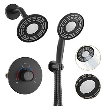 2-Spray 5 in Dual Shower Head Wall Mounted Fixed and Handheld Shower Head