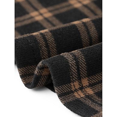 Plus Size Top for Women 3/4 Sleeve V Neck Decorative Buttons Casual Plaid Tunic Pullover Tee Shirts