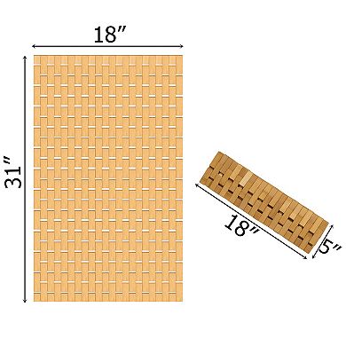 Foldable 100% Bamboo bath mat; non-slip, quick-drying, practical, and decorative for home use