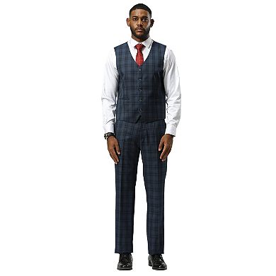 Stacy Adams Glen Plaid Notch Lapel Vested Suit