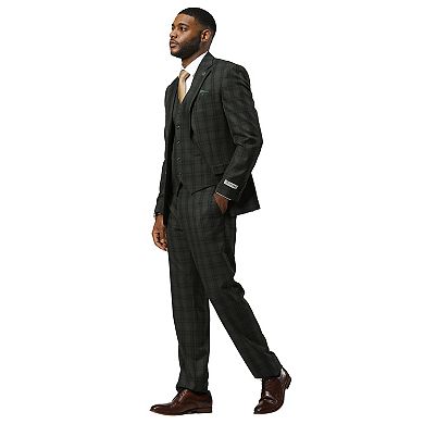 Stacy Adams Glen Plaid Notch Lapel Vested Suit