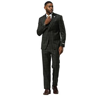 Stacy Adams Glen Plaid Notch Lapel Vested Suit