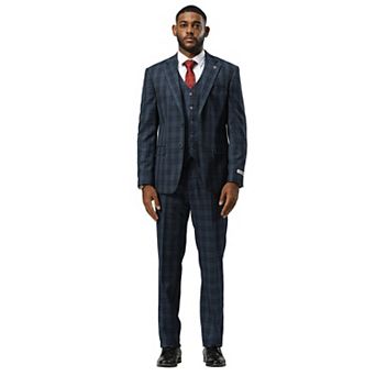 Stacy Adams Glen Plaid Notch Lapel Vested Suit