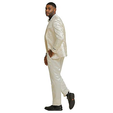 Stacy Adams Men's 3pc Suit Set w/ Shawl Collar Double Breasted Vest