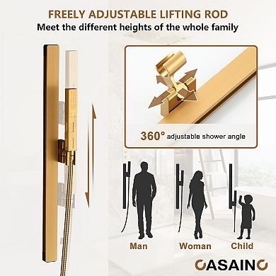6-Spray Ceiling Mount Thermostatic Fixed Handheld Shower Head 3 Functions Shower Faucet 2.5 GPM
