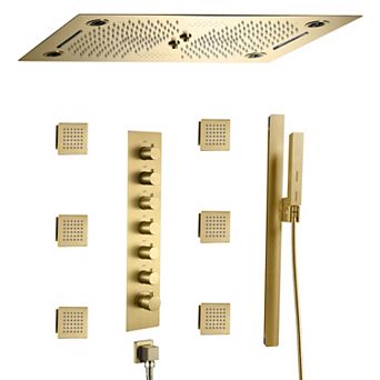 6-Spray Dual Shower Head Ceiling Mount Fixed and Handheld Shower Head 3 Functions Shower Faucet