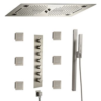 6-Spray Dual Shower Head Ceiling Mount Fixed and Handheld Shower Head 3 Functions Shower Faucet