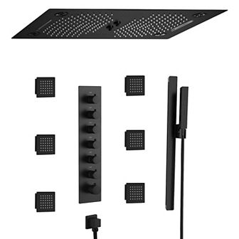 6-Spray Dual Shower Head Ceiling Mount Fixed and Handheld Shower Head 3 Functions Shower Faucet