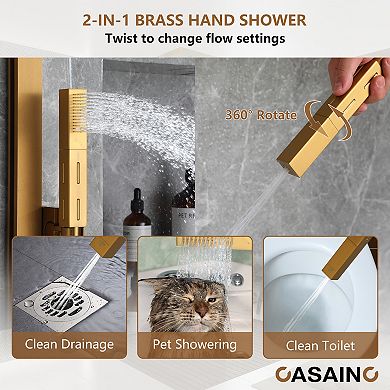 6-Function LED 64-Color with Music Deluxe Thermostatic Shower System