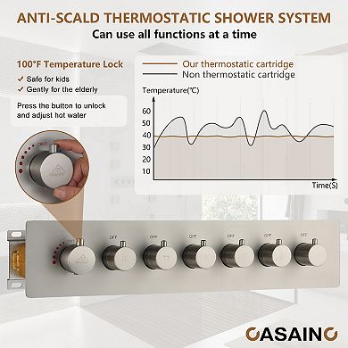 6-Function LED 64-Color with Music Deluxe Thermostatic Shower System