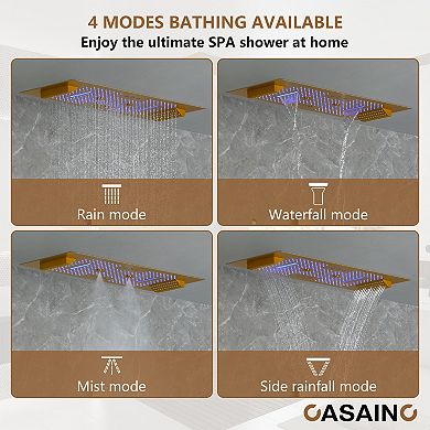 6-Function LED 64-Color with Music Deluxe Thermostatic Shower System