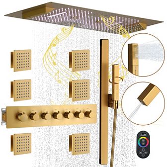 6-Function LED 64-Color with Music Deluxe Thermostatic Shower System