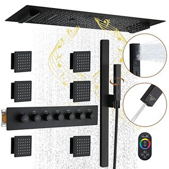 6-Function LED 64-Color with Music Thermostatic Shower System