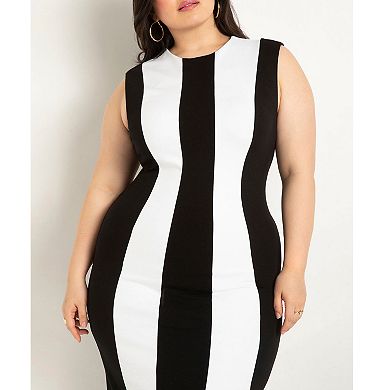 ELOQUII Women's Plus Size Striped Knit Maxi Dress