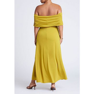 ELOQUII Women's Plus Size Off The Shoulder Maxi Dress